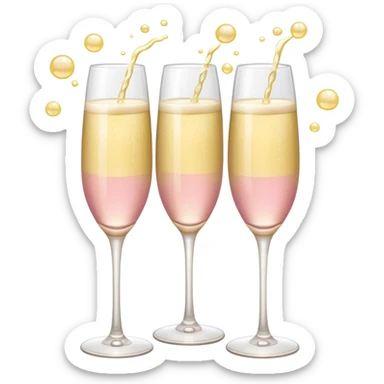 Two glasses of champagne in soft pink, beige and yellow pastel colors sticker