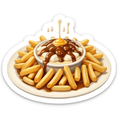 poutine in a white plate sticker
