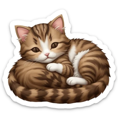 dark brown tabby and white kitten sleeping on its back sticker