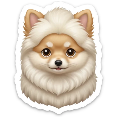 white baby Pomeranian
 only face  sticker