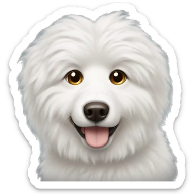 white fluffy dog with brown eyes sticker