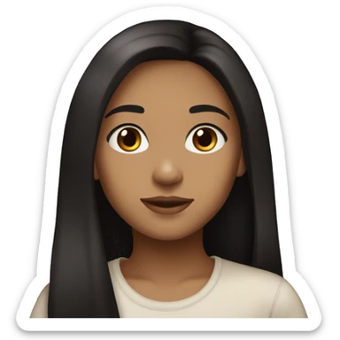 girl, brown light skin, 25 years old, brown eyes, black long straight hair sticker