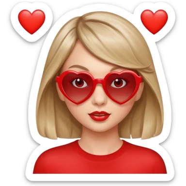 Taylor Swift with red heart shaped sunglasses sticker