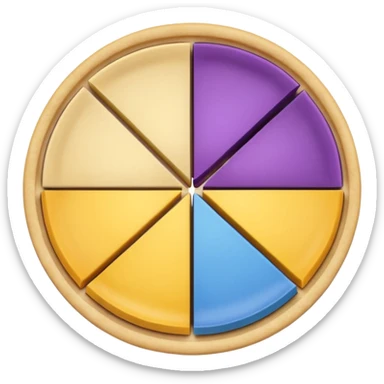 A pie chart with purple, yellow and blue colors only, with only 3  slices similar to this but with the colors I mentioned  sticker