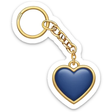 Navy blue heart with gold chains charm keychain sticker