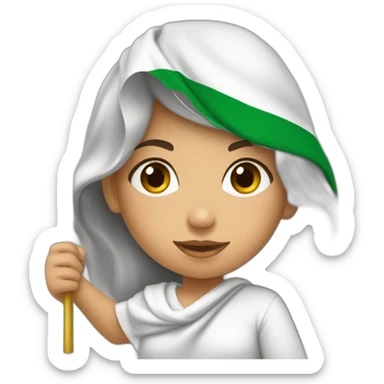 une fille qui tient le drapeau de l’algérie  sticker