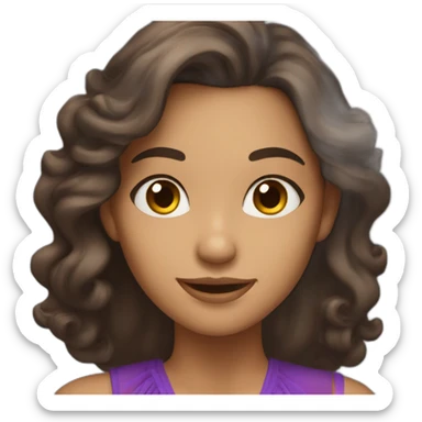 brunette with long hair, brown eyes, who dances ballroom dancing sticker