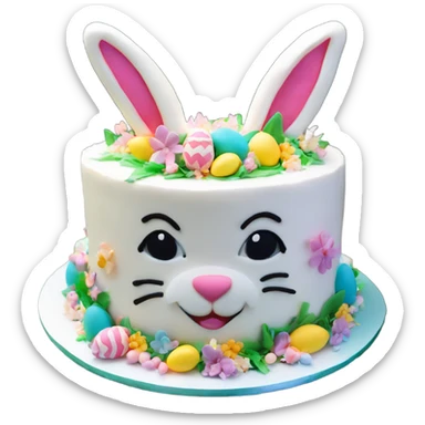 beautifully decorated 2 tier Easter bunny cake sticker