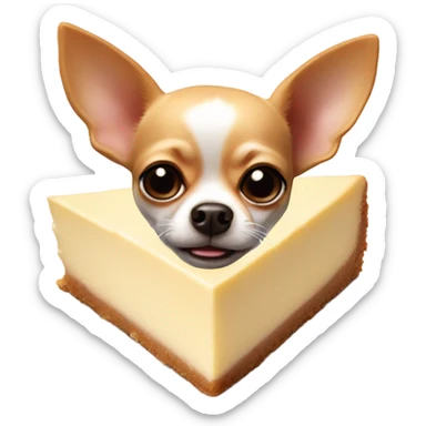 smirking chihuahua face in a cheesecake  sticker