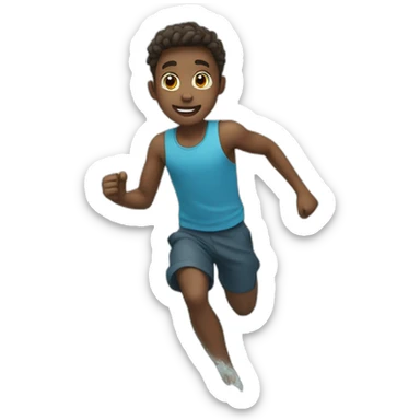 A boy run on water  sticker
