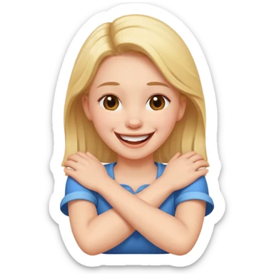 Arms crossed holding neck laughing girl sticker