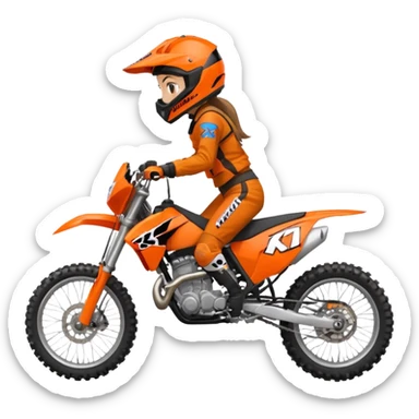 Motocross ktm orange dirt bike with 5”1’ girl on it sticker