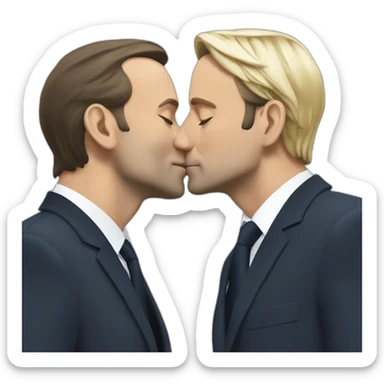 macron kiss lepen sticker