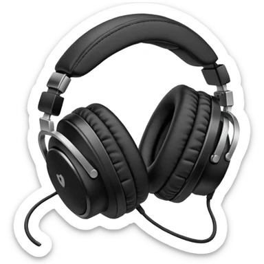 A pair of oversized headphones resting on the booth edge.
 sticker