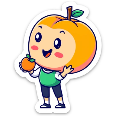 Tongue out licking a peach sticker