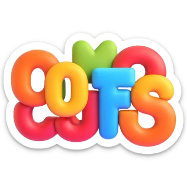 letters CGF in rounded bubble style emoji, bright colors, suitable for Discord sticker