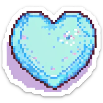 cute heart pixel art style no background sticker