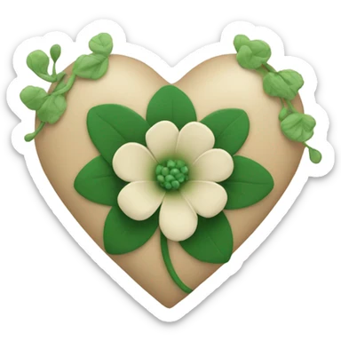 Heart beige with green flower sticker