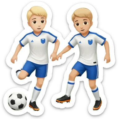 two brothers playings soccer in a park
 sticker