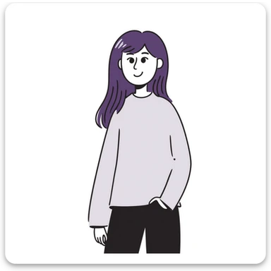 A simple sketch of a girl with long, straight purple hair down to her hips sticker