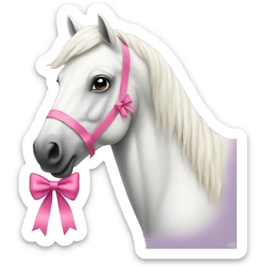 White horse with pink bow  sticker