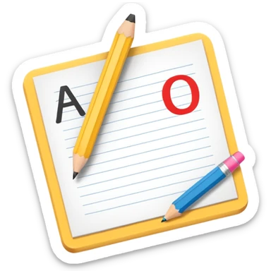 exam paper with “ABC” letters and a pencil sticker
