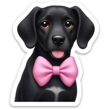 Black doggy with a pink bow on her ear sticker