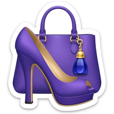 royal purple heels, cosmetics and deep blue bag emojis sticker