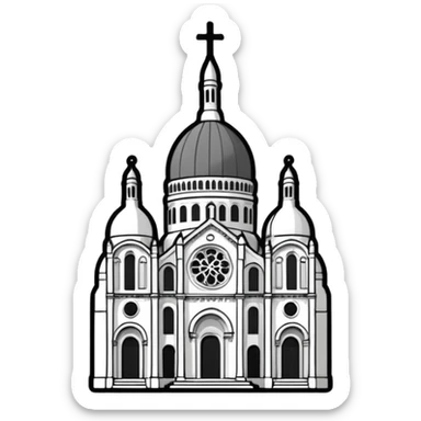 now I want a sticker with the Sacre Coeur church in black and white sticker