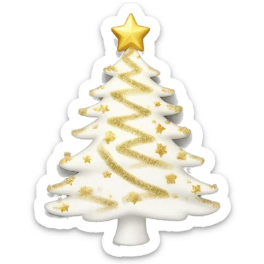 white Christmas tree with gold sparkles sticker