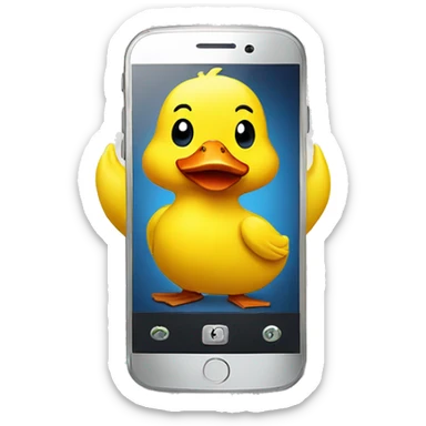 Yellow duck with a phone  sticker