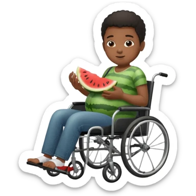 pregnant black boy in wheelchair eating watermelon  sticker