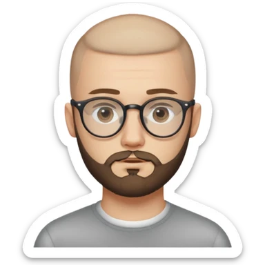 он лысый должен быть очень молодой парень лет 18 , очень тонкие очки, а так же борода нужно прямо еще моложе sticker