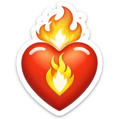 Corazón con líneas blancas y fuego blanco  sticker