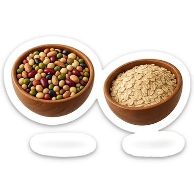 BOWL DI LEGUMI FLUTTUA IN ARIA INSIEME A BOWL DI FIOCCHI DI AVENA,  iperrealistico 4k sticker