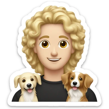 Family  man, blond long hair woman and curls black border collie sticker