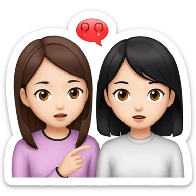 two asian girls yapping brown hair and black hair sticker