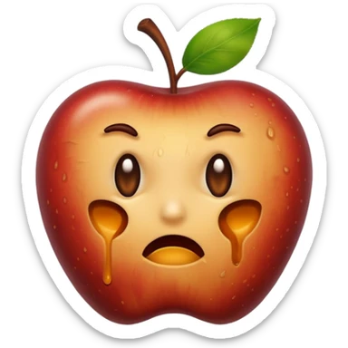 Spoiled apple without face sticker