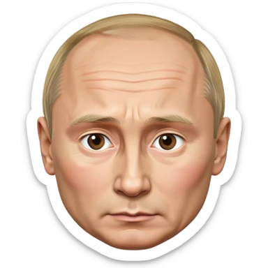 Vladimir Putin, photorealistic, emoji style, round face, high detail, serious expression sticker