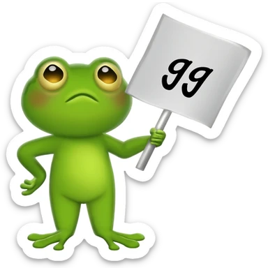 Un emoji di pepe frog che tiene un cartellone dove c'è scritto gg sticker
