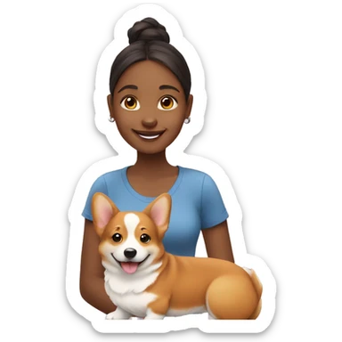 smiling girl with corgi sticker