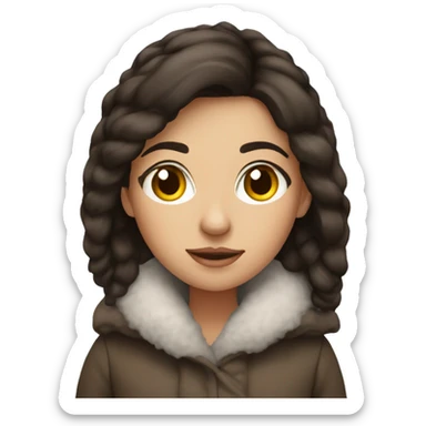 cosy brunette winter girl sticker