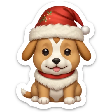 Dog in new yaer hat wrapped paper new yaer  sticker