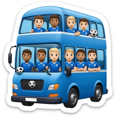 autobus para equipo azul  juton con jugadores adentro  sticker