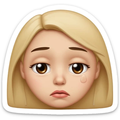 sad face with a big pouty bottom lip, and sad eyes sticker