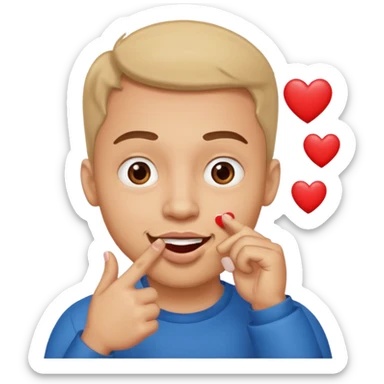 Homem apaixonado,com dedo na boca e com os olhos de coração sticker