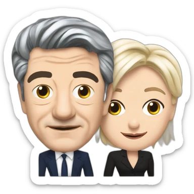 Jean Luc Melenchon embrasse marine le Pen sticker