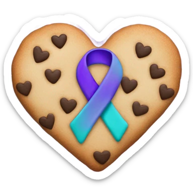 Purple teal Suicide awareness ribbon, heart cookie sticker