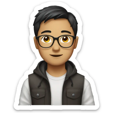 boys with glasses, asian sticker