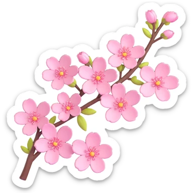 a sakura branch with blooming flowers, shiny and smooth, pastel pinks, detailed and elegant sticker